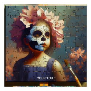 Póster Flores de niña rompecabezas lindas de fantasía