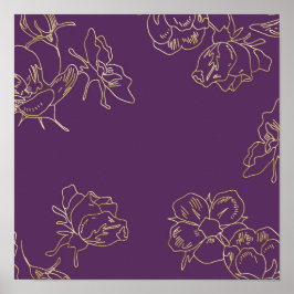 Póster Flores de oro de Art Nouveau