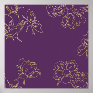 Póster Flores de oro de Art Nouveau