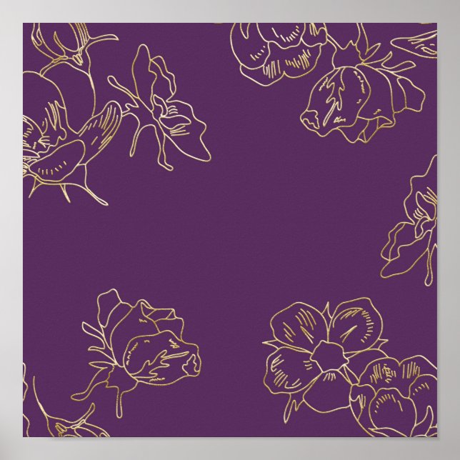 Póster Flores de oro de Art Nouveau (Frente)