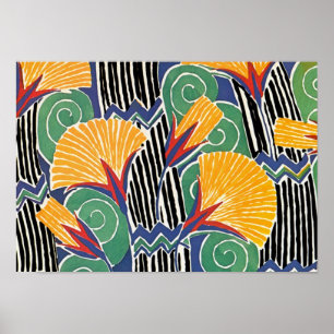 Póster Flores de oro del art déco de Seguy