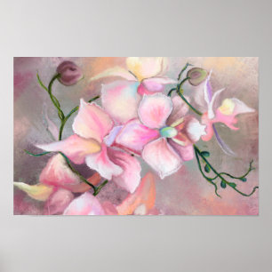 Póster Flores de Orquídea Rosa Preciosas - Pintura Origin