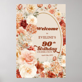 Póster Flores de otoño en Bouquet 90 cumpleaños Bienvenid