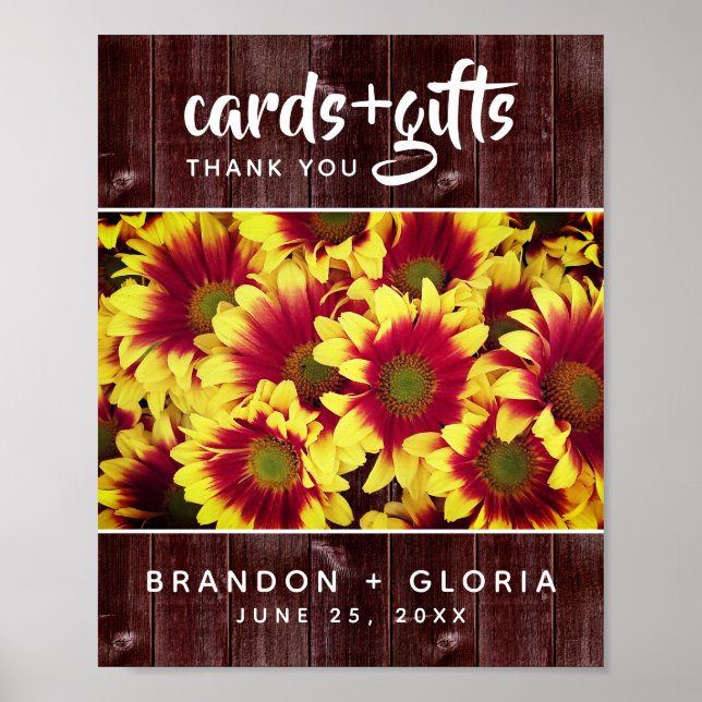 Póster Flores de otoño rusticas en Boda de vallas (Frente)