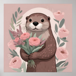 Póster Flores de Otter Boho Adorables