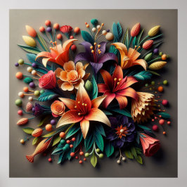 Póster Flores de papel coloridas