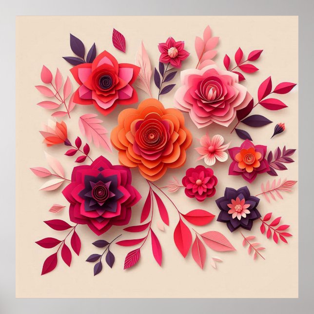 Póster Flores de papel coloridas (Frente)