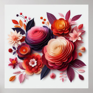 Póster Flores de papel coloridas