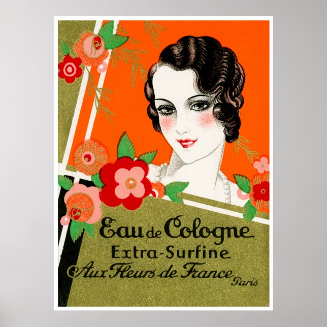Póster Flores de París Francia Perfume 1925 (Frente)