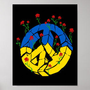 Póster Flores de Paz de la Bandera de Ucrania 