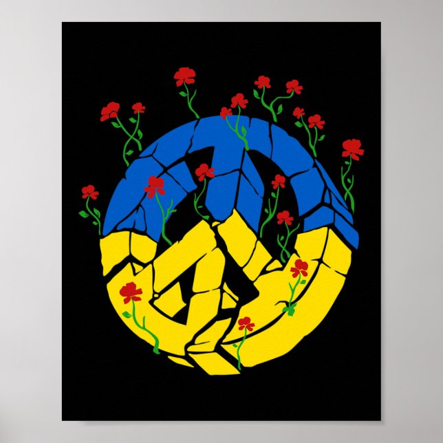 Póster Flores de Paz de la Bandera de Ucrania  (Frente)