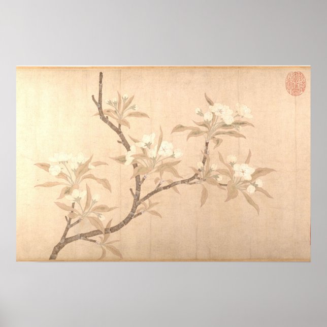 Póster Flores de peral antigüedad Oriental ca.1280 (Frente)