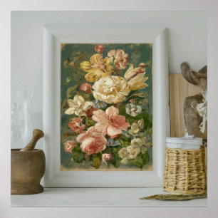 Póster Flores de pintura a mano modernas y hermosas impri