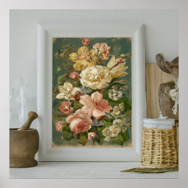 Póster Flores de pintura a mano modernas y hermosas impri (Frente)