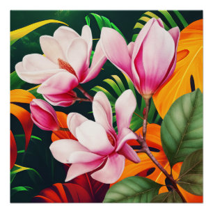 PÓSTER FLORES DE PLANTA DE NATURALEZA ELEGANTE