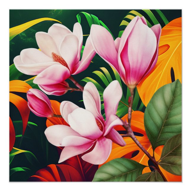 PÓSTER FLORES DE PLANTA DE NATURALEZA ELEGANTE (Anverso)