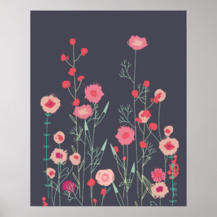Póster Flores de Plymouth Dark Boho Floral