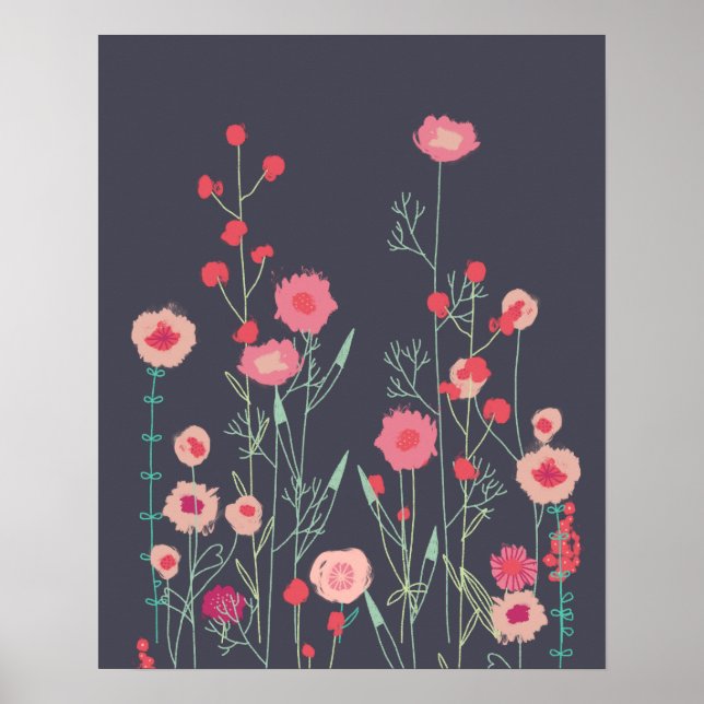 Póster Flores de Plymouth Dark Boho Floral (Frente)