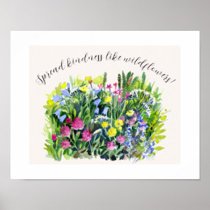 Póster Flores de pradera silvestre difunden amabilidad