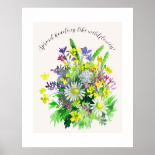 Póster Flores de pradera silvestre difunden amabilidad