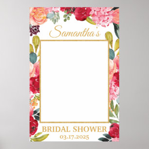 Póster Flores de primavera Coral Melocotón Borgoña Prop d