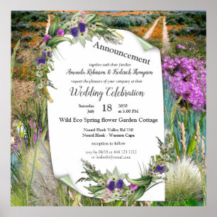 Póster Flores de primavera ecológicas salvajes