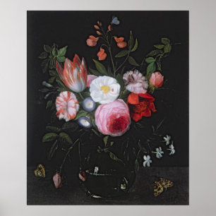 Póster Flores de primavera en un jarrón de vidrio del sig