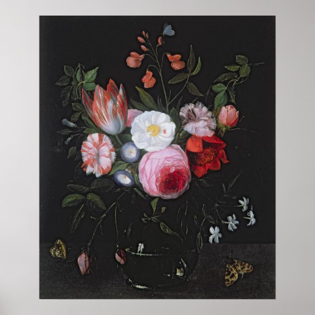 Póster Flores de primavera en un jarrón de vidrio del sig (Frente)