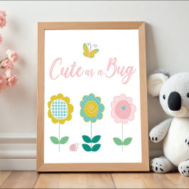 Póster Flores de primavera mariposa rosa habitación del b