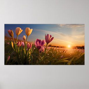 Póster Flores de primavera para Día de San Valentín