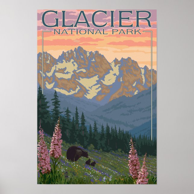 Póster Flores de primavera - Parque nacional de los glaci (Frente)