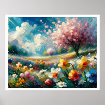 Flores de primavera vibrantes con flores de cerezo