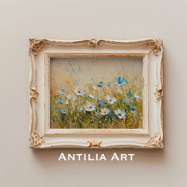 Póster Flores de primavera vintage pintando campo de flor