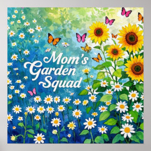 Póster Flores de quad de jardín de la madre