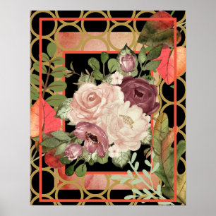Póster Flores de Rosa en el marco