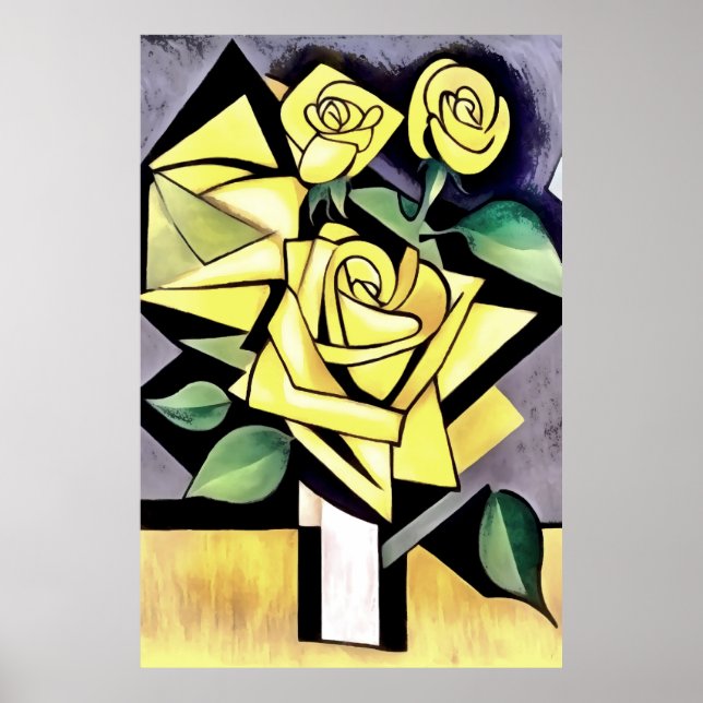 Póster Flores De Rosas Amarillas Geométricas De Un Amigo (Frente)