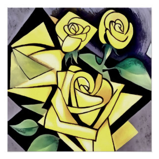 Póster Flores De Rosas Amarillas Geométricas De Un Amigo