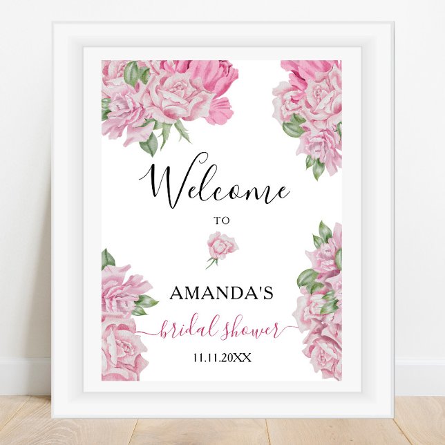 Póster Flores de rosas - letrero de bienvenida para fiest (Subido por el creador)