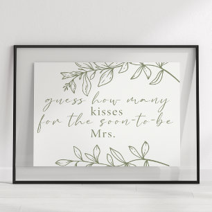 Póster Flores De Sage Boho Adivina Cuántos Besos Hay En E