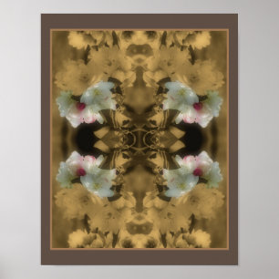 Póster Flores de Sepia Flor Abstracción de Color Parcial