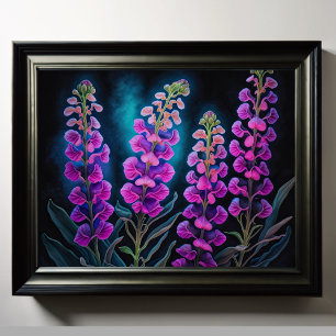 Póster Flores de Snapdragons Pintadas de cierre superior 