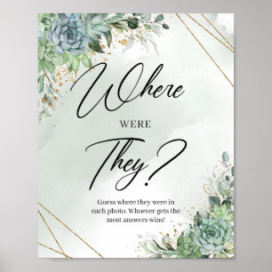 Póster Flores de suculentas eucalipto ¿Dónde estaba su ju