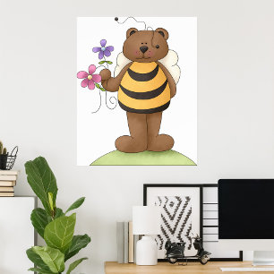 Póster Flores de sujeción del oso de miel