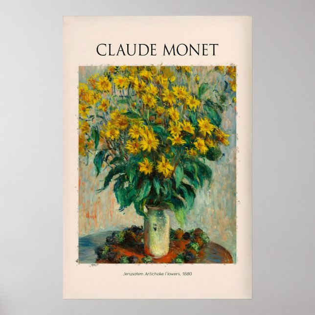 Póster Flores de Topinambur de Monet Bodegón (Frente)