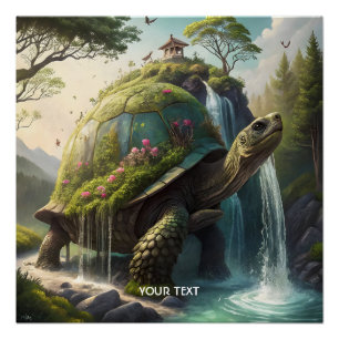 Póster Flores de tortuga silvestre cutáneo de fantasía