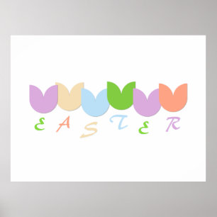 Póster Flores de Tulipán y Texto Personalizado Colores Pa