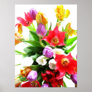 Póster Flores de tulipanes de primavera romántica