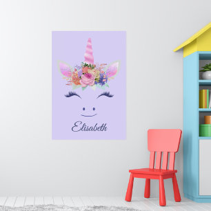 Póster Flores de Unicornio Lindo Fabuloso Cara 2