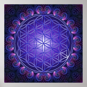 Póster FLORES DE VIDA / Blume des Lebens Mandala I Square