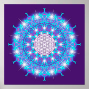 Póster FLORES DE VIDA/Blume des Lebens Stars Mandala
